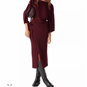 Ba&sh Elegant Burgundy Wool Knit Dress size S